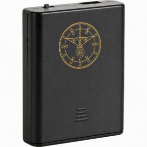 Powerbank met goudkleurig Biozence-symbool voor aansluiting van de Biozence R.bus.